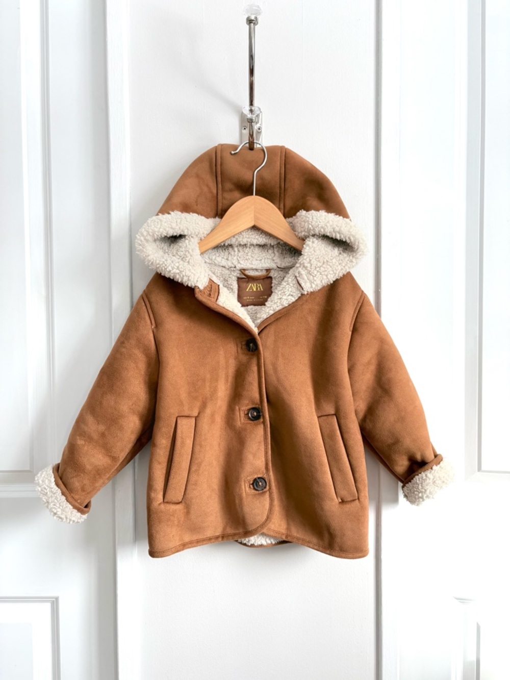 MINI | ZARA Kids Faux Shearling Coat | Camel | Size 6 (116 cm)